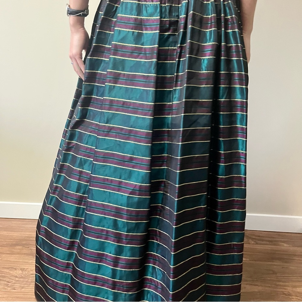 GUNNE SAX Rare 80s Vintage Formal Dress Velvet Metallic Striped - Picture 8 of 11